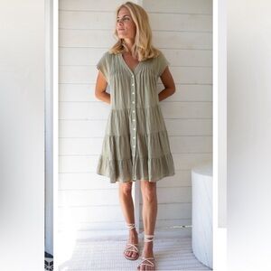Marea Mackenzie Gauze Mini Dress in Succulent Size XS